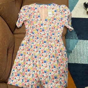 Boden Floral Mini Dress - Pink and Blue